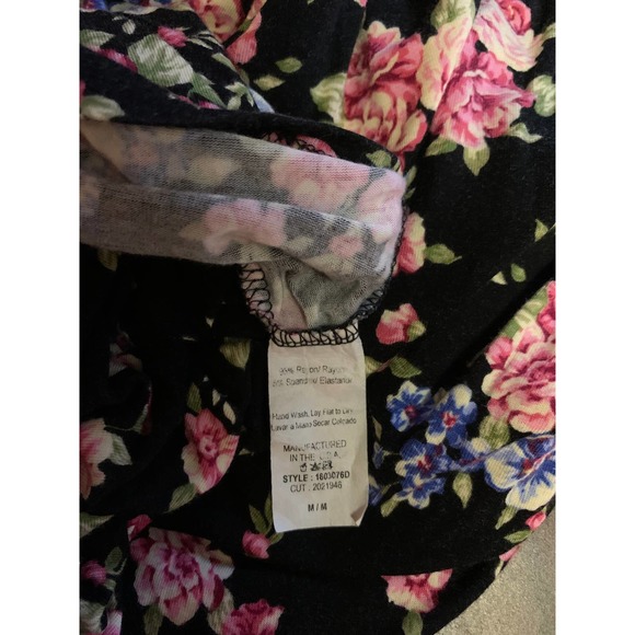 Chris and Carol black floral dress size medium short sleeve - Picture 11 of 14